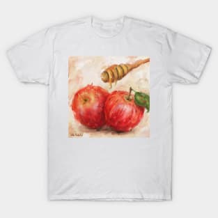 Loose and Artistic Painting of 2 Red Apples with a Honey Dipper T-Shirt